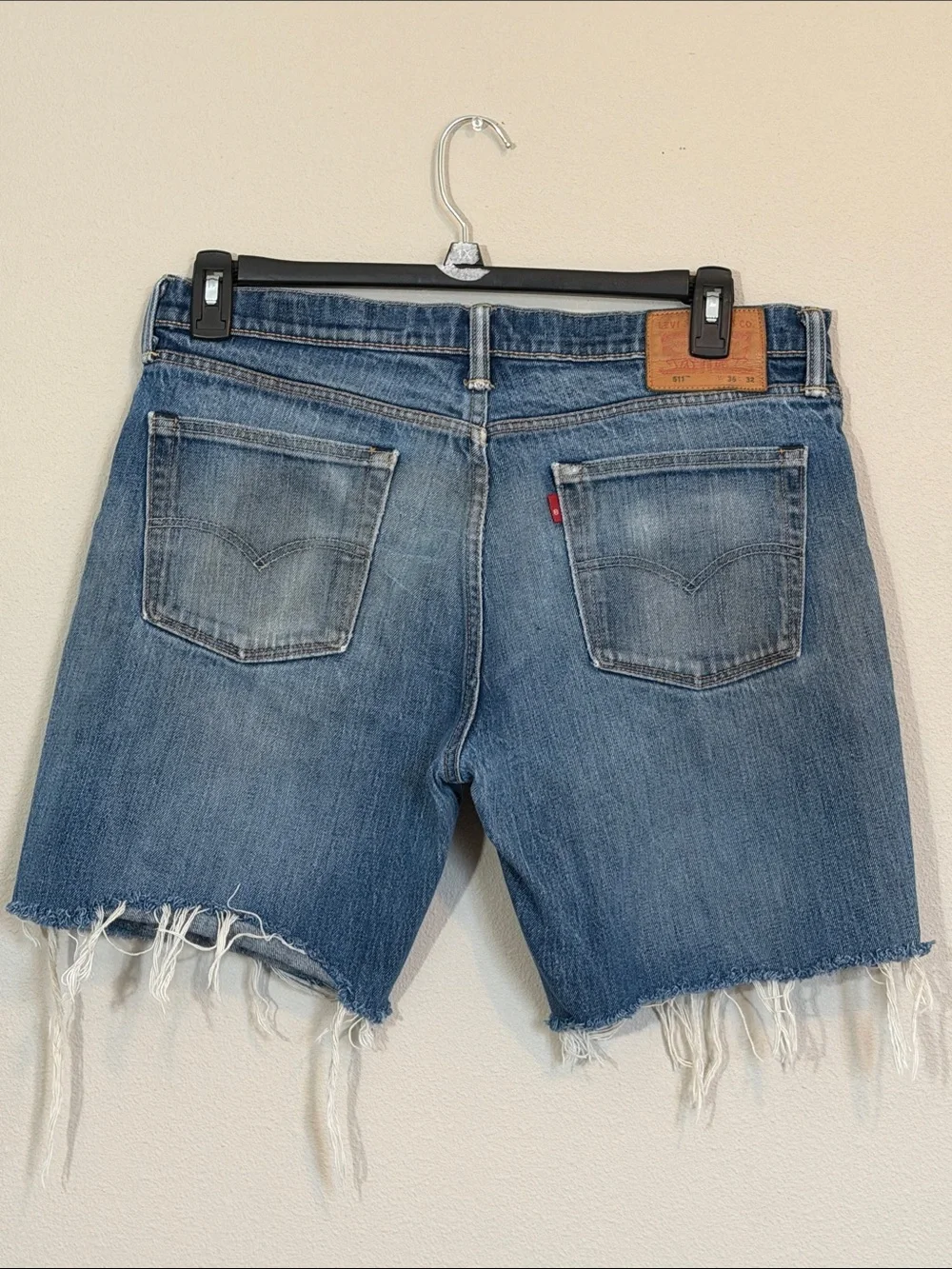 Levi's 511 White Oak Cone Denim Distressed Cutoff Shorts, Size 36